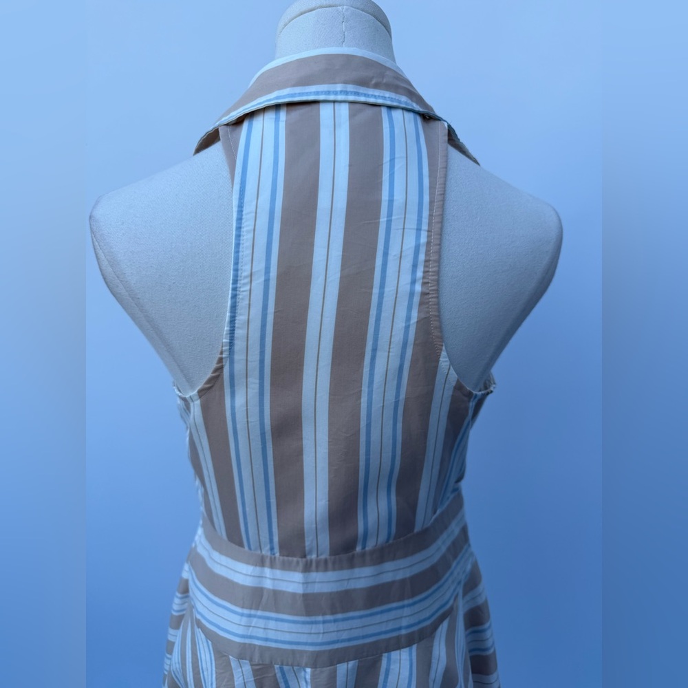 Anthropologie Maeve Asymmetrical  Wrap Shirt Dress Neutral Striped Collar SZ 6P - Picture 11 of 15